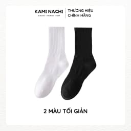 Thumbnail Vớ dài ngang bắp chân vải mỏng mềm, thông hơi thoáng khí màu trắng đen - Chính hãng KAMI NACHI 2