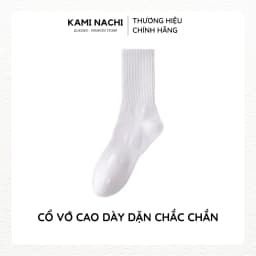 Thumbnail Vớ dài ngang bắp chân vải mỏng mềm, thông hơi thoáng khí màu trắng đen - Chính hãng KAMI NACHI 3