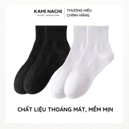Thumbnail Vớ dài trên mắt cá chân vải mỏng mềm, thông hơi thoáng khí màu trắng đen - Chính hãng KAMI NACHI 1
