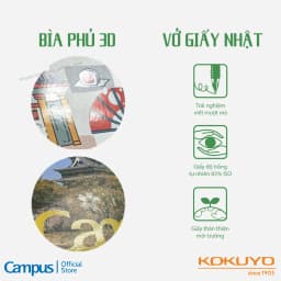 Thumbnail Vở (Tập) Gáy Keo Giấy Nhật Bìa In 3D Kẻ Ngang Có Chấm 80/96/120/200 Trang Khổ B5/A5 Chính Hãng Campus 2
