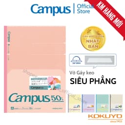 Thumbnail Vở (Tập) Học Sinh Gáy Keo Giấy Nhật Siêu Phẳng Flat Kẻ Ngang Có Chấm 7mm 60 Trang Khổ B5 Campus 50 Series 1
