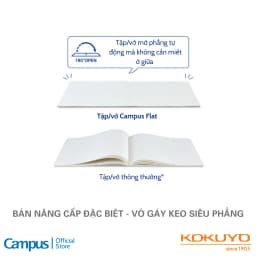 Thumbnail Vở (Tập) Học Sinh Gáy Keo Giấy Nhật Siêu Phẳng Flat Kẻ Ngang Có Chấm 7mm 60 Trang Khổ B5 Campus 50 Series 2