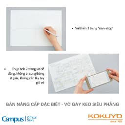 Thumbnail Vở (Tập) Học Sinh Gáy Keo Giấy Nhật Siêu Phẳng Flat Kẻ Ngang Có Chấm 7mm 60 Trang Khổ B5 Campus 50 Series 3