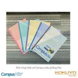 Thumbnail Vở (Tập) Học Sinh Gáy Keo Giấy Nhật Siêu Phẳng Flat Kẻ Ngang Có Chấm 7mm 60 Trang Khổ B5 Campus 50 Series 4
