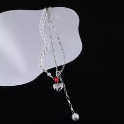 Thumbnail Vòng Cổ Mushroom Lee Ngọc Trai Dạ Quang Pha Lê Đỏ Broken Heart 2