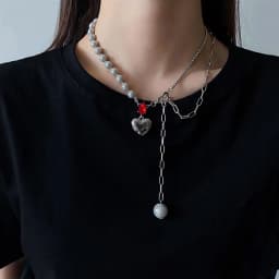 Thumbnail Vòng Cổ Mushroom Lee Ngọc Trai Dạ Quang Pha Lê Đỏ Broken Heart 3