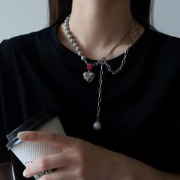 Thumbnail Vòng Cổ Mushroom Lee Ngọc Trai Dạ Quang Pha Lê Đỏ Broken Heart 4