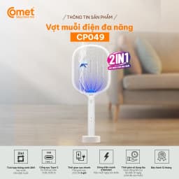 Thumbnail Vợt muỗi điện Comet CP049 Pin Lithium 500mAh sạc 2h dùng 10 ngày BH 12T cổng sạc type C 3