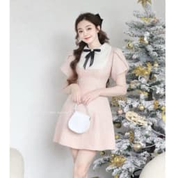 Thumbnail Wonderhouse Merci Dress Đầm thiết kế cổ sơ mi phối kim tuyến tay tiểu thư chất vải dày dặn dự tiệc sang chảnh 1
