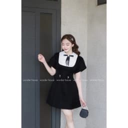 Thumbnail Wonderhouse Merci Dress Đầm thiết kế cổ sơ mi phối kim tuyến tay tiểu thư chất vải dày dặn dự tiệc sang chảnh 3