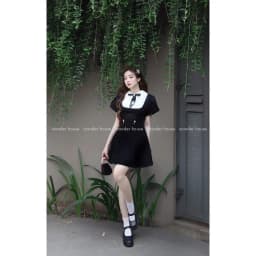 Thumbnail Wonderhouse Merci Dress Đầm thiết kế cổ sơ mi phối kim tuyến tay tiểu thư chất vải dày dặn dự tiệc sang chảnh 4