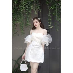 Thumbnail Wonderhouse Midori Dress Đầm cup tay hoàn chất vải kim sa dự tiệc sang chảnh 3