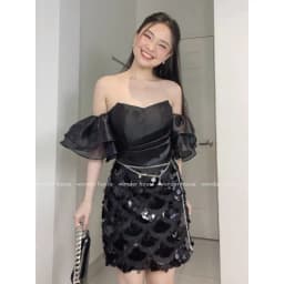 Thumbnail Wonderhouse Midori Dress Đầm cup tay hoàn chất vải kim sa dự tiệc sang chảnh 4