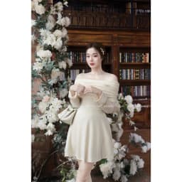 Thumbnail Wonderhouse Minxy Dress đầm trễ vai tay dài chất vải thun gân dạo phố nữ tính 1