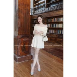 Thumbnail Wonderhouse Minxy Dress đầm trễ vai tay dài chất vải thun gân dạo phố nữ tính 3