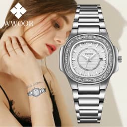 Thumbnail WWOOR Đồng Hồ Nữ Đính Đá Sang Trọng Relogio Feminino-8874 2