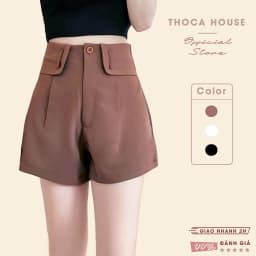 Thumbnail XẢ HÀNG - Quần short nữ tây lưng cao trơn đai kiểu THOCA HOUSE có size, dáng Hàn chuẩn xinh phối đồ 1