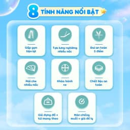 Thumbnail Xe đẩy gấp gọn Chilux A320 - Mái che to nhiều nấc, khoá bánh xe an toàn 1