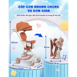 Thumbnail Xe đẩy gấp gọn Chilux M22 - Ghế ngồi xoay 2 chiều, mái che tuỳ chỉnh linh hoạt 3