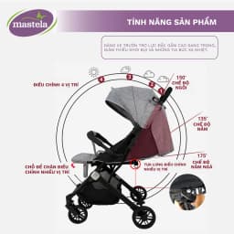 Thumbnail Xe Đẩy Em Bé Mastela 275 Đa Chức Năng Cao Cấp, chất liệu aluminium, gấp gọn mang lên máy bay 4