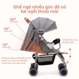 Thumbnail Xe đẩy gấp gọn cho bé Yoboo YB-0067 bánh xe có phanh, tựa lưng chống gù điều chỉnh nhiều góc độ - Hàng chính hãng 1