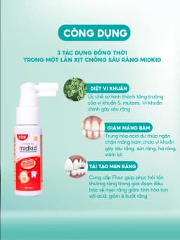 Thumbnail Xịt chống sâu răng MIDKID chính hãng hương Táo 20ml, vị ngọt thơm nuốt an toàn cho bé từ 1 tuổi 4