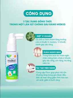 Thumbnail Xịt chống sâu răng Midkid chính hãng hương Nho 30ml, vị ngọt thơm nuốt an toàn cho bé từ 1 tuổi 4