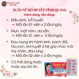 Thumbnail Xuân Nữ Bổ Huyết VĨNH QUANG - Hộp 40 viên - Điều hoà kinh nguyệt, đau bụng kinh, bế kinh, tắc kinh 4