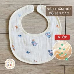 Thumbnail Yếm ăn dặm muslin 6 lớp PETIT BEBE cho bé trai bé gái 3