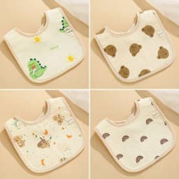 Thumbnail Yếm chống thấm chữ U Kidsworld vải muslin an toàn cho bé, Yếm cổ vuông muslin chống thấm cho bé 1