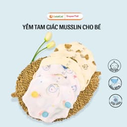 Thumbnail Yếm cổ tròn cho bé trai, bé gái chất liệu muslin xô cotton điều chỉnh 2 nấc linh hoạt. 1