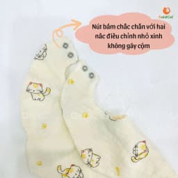 Thumbnail Yếm cổ tròn cho bé trai, bé gái chất liệu muslin xô cotton điều chỉnh 2 nấc linh hoạt. 3
