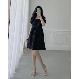 Thumbnail YU CHERRY | Đầm tay phồng, cổ vuông chất vải tafta Cindy Pattern Dress YD133 1