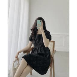 Thumbnail YU CHERRY | Đầm tay phồng, cổ vuông chất vải tafta Cindy Pattern Dress YD133 2