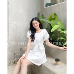 Thumbnail YU CHERRY | Đầm tay phồng, cổ vuông chất vải tafta Cindy Pattern Dress YD133 3