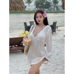 Thumbnail YU CHERRY | Đầm thiết kế khoác ngoài thích hợp mặc đi biển, mặc được 2 kiểu, mix bikini Weaving Wave Dress YD183 2