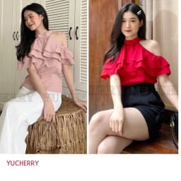 Thumbnail YU CHERRY | Áo cổ trụ nữ có thể mặc 2 kiểu Halter Layered Mimi Top YA398 3