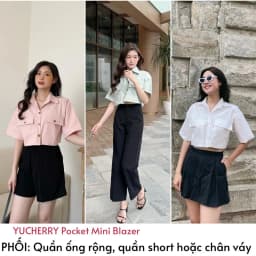 Thumbnail YU CHERRY | Áo nữ croptop có túi trước ngực sành điệu, có thể khoác như mini blazer, Pocket Mini Blazer YA423 1