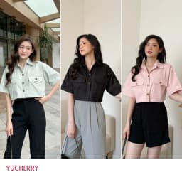 Thumbnail YU CHERRY | Áo nữ croptop có túi trước ngực sành điệu, có thể khoác như mini blazer, Pocket Mini Blazer YA423 2