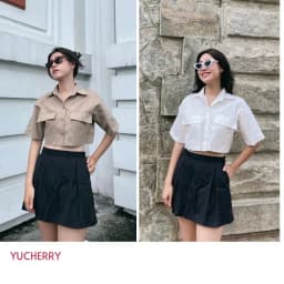 Thumbnail YU CHERRY | Áo nữ croptop có túi trước ngực sành điệu, có thể khoác như mini blazer, Pocket Mini Blazer YA423 3