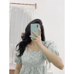 Thumbnail YU CHERRY | Áo nữ tay phồng, cổ vuông, form babydoll Cindy Pattern Top YA350 4