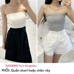 Thumbnail YU CHERRY | Áo ống / quây có mút ngực đệm trong, dáng croptop không xù lông YU's Strapless YA438 2