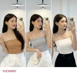 Thumbnail YU CHERRY | Áo ống / quây có mút ngực đệm trong, dáng croptop không xù lông YU's Strapless YA438 4
