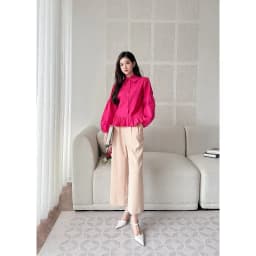 Thumbnail YU CHERRY | Áo sơmi tay dài phồng bo chun ở cổ tay Puff Sleeve Blouse YA457 1