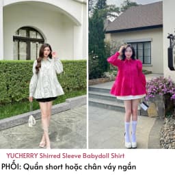 Thumbnail YU CHERRY | Áo sơmi tay dài form babydoll Shirred Sleeve Babydoll Shirt YA449 2
