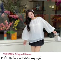 Thumbnail YU CHERRY | Áo thiết kế nữ form babydoll tay bồng dài Babydoll Blouse YA495 1