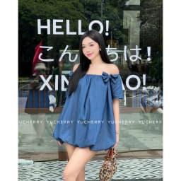 Thumbnail YUCHERRY | Đầm trễ vai phối nơ from babydoll BABY PEPLUM DRESS YD188 4