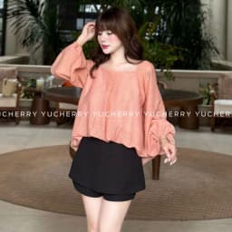 Thumbnail YUCHERRY | Áo kiểu nữ tay phồng thiết kế cột dây phía sau KIMMIE TIE TOP YA506 1