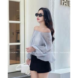Thumbnail YUCHERRY | Áo kiểu nữ tay phồng thiết kế cột dây phía sau KIMMIE TIE TOP YA506 4