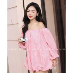 Thumbnail YUCHERRY | Áo Trễ Vai Sọc Babydoll PUMPKIN TOP YA508 3